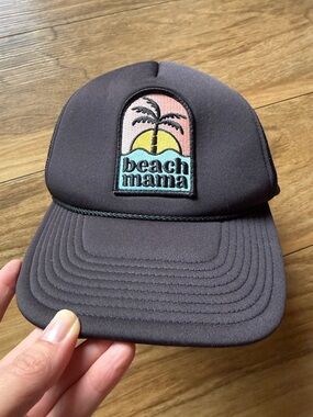 Local Beach “Beach Mama” Trucker Hat Black Mesh Snapback Palm Tree Patch Cap